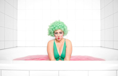 Plussize model bathtub shooting funky